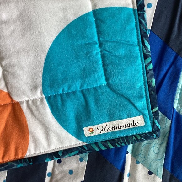 Handmade Table Runner Blue Rectangle Shape Topper Patchwork Dinning Linens - Picture 4 of 4